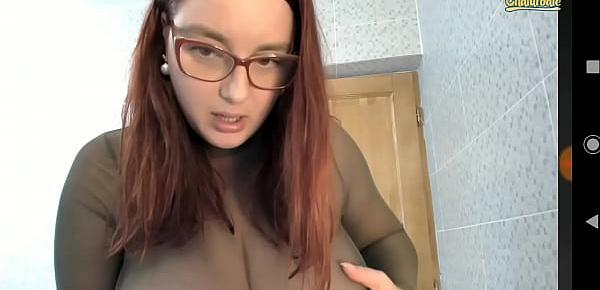  Redhead bigtits playing with dildo